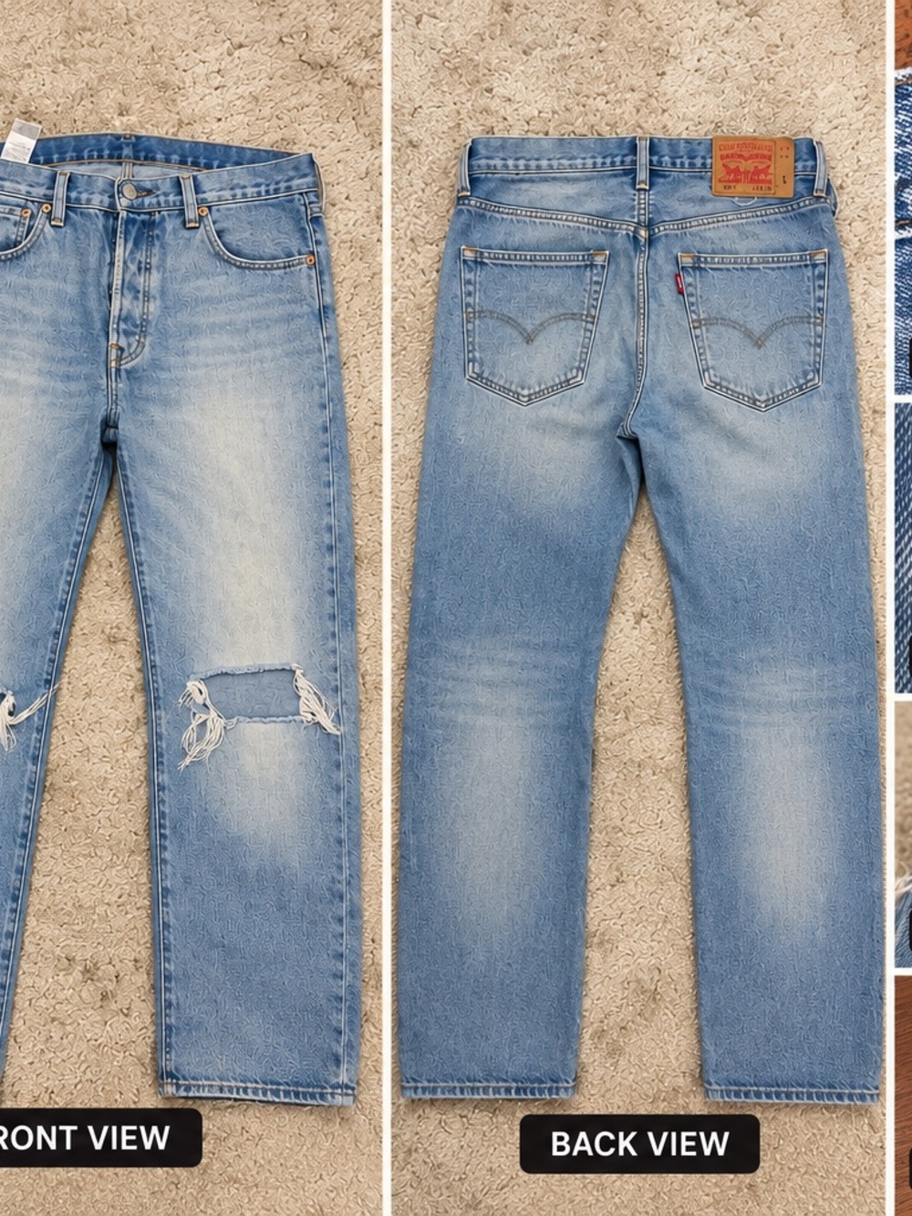 Levi's Men’s Light Blue Straight Jeans with Knee Rip